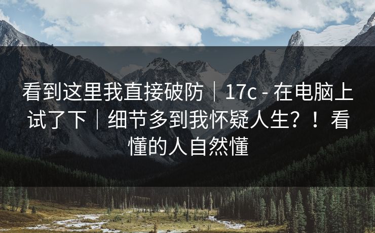 看到这里我直接破防｜17c - 在电脑上试了下｜细节多到我怀疑人生？！看懂的人自然懂  第1张