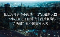 我以为只是个小改动 ｜ 17cc最新入口：不小心点进了旧链接｜我反复确认了两遍？我不替任何人洗